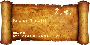 Krupa Arnold névjegykártya